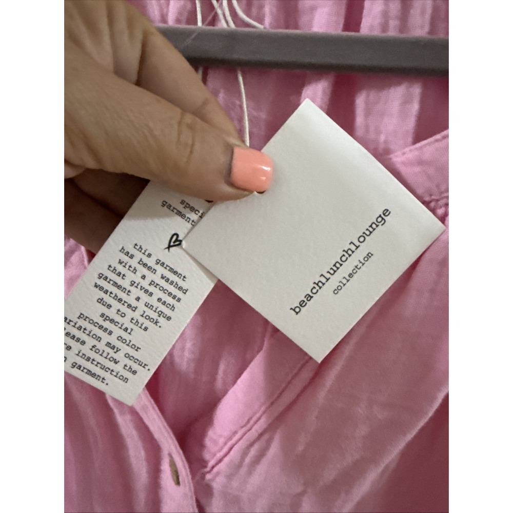 BeachLunchLounge Pink Gauze Lightweight Flutter Sleeve Blouse 1X Plus New Tags - Picture 3 of 9